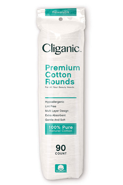 Cliganic Premium Cotton Rounds | Makeup Remover Pads, Hypoallergenic, Lint-Free | 100% Pure Cotton (540 Count)