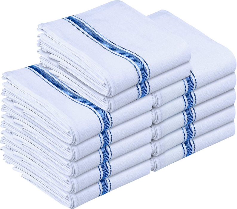 Utopia Towels Blue Kitchen Towels 12-Pack - 100% Cotton Dish Towels - Reusable Cleaning Dish Cloths - Super Absorbent - Machine Washable Hand Towels - 15 x 25 Inches