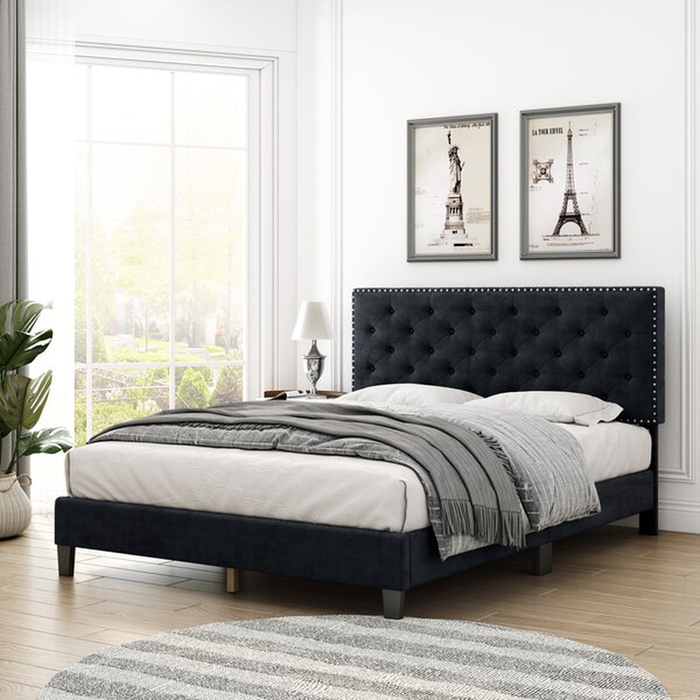 Emanuell Tufted Low Profile Bed