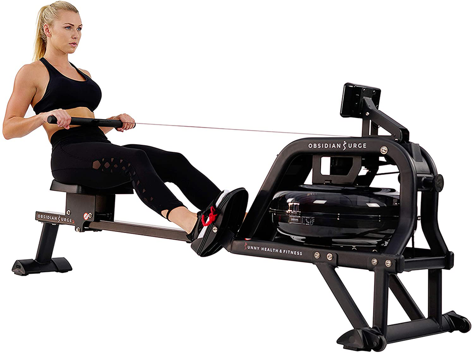 Sunny Health & Fitness Obsidian Surge 500 Water Rowing Machine - SF-RW5713 , Black