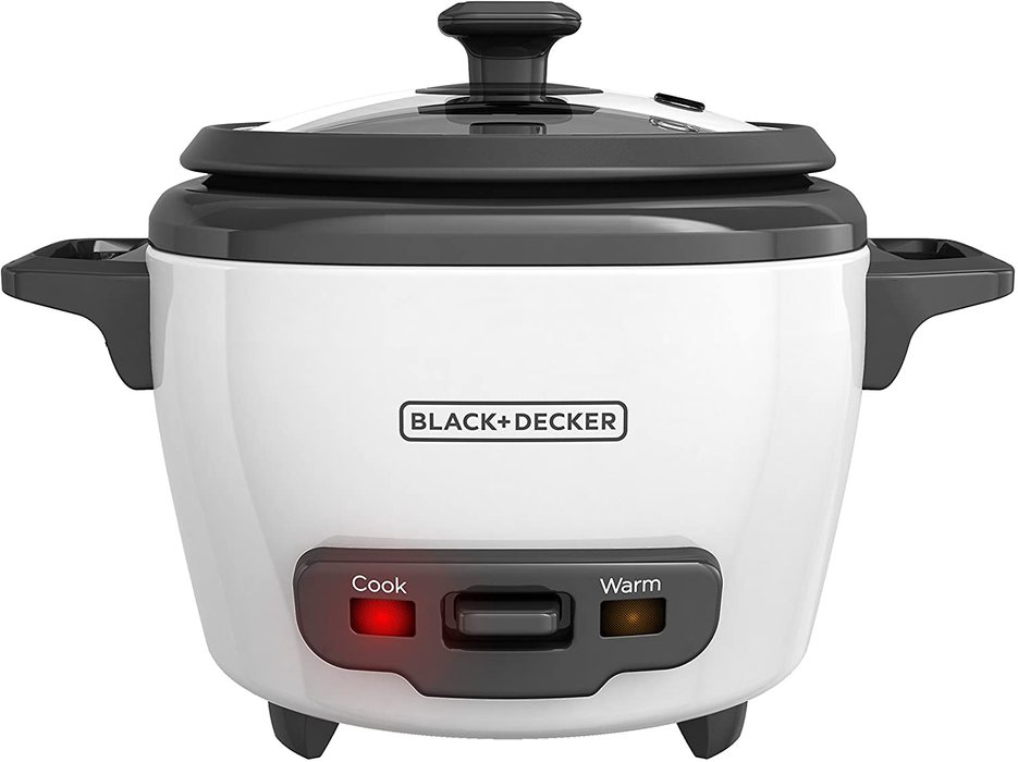 BLACK+DECKER Uncooked Rice Cooker, 3-cup, White