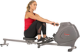 Sunny Health & Fitness Compact Folding Magnetic Rowing Machine with LCD Monitor, Bottle Holder, 43 Inch Slide Rail, 285 LB Max Weight - Synergy Power Motion - SF-RW5801, Silver