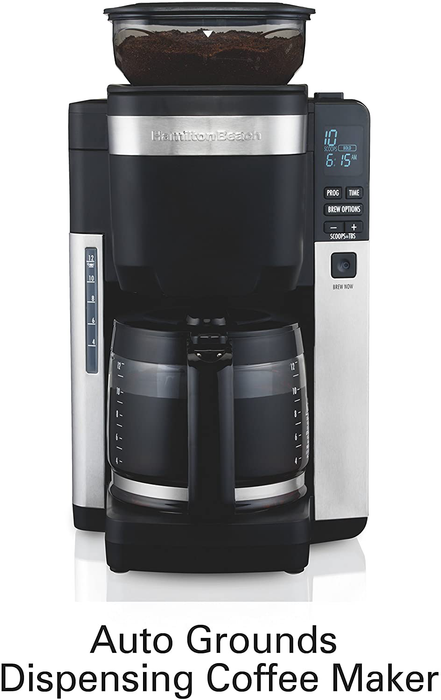 Hamilton Beach 45400 12 Cup Programmable Coffee Maker, Automatic Grounds Dispensing for Pre-Ground Coffee, Black