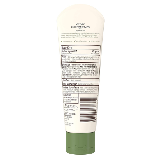 Aveeno Daily Moisturizing Body Lotion with Soothing Oat and Rich Emollients to Nourish Dry Skin, Fragrance-Free, 2.5 fl. oz (Pack of 3)