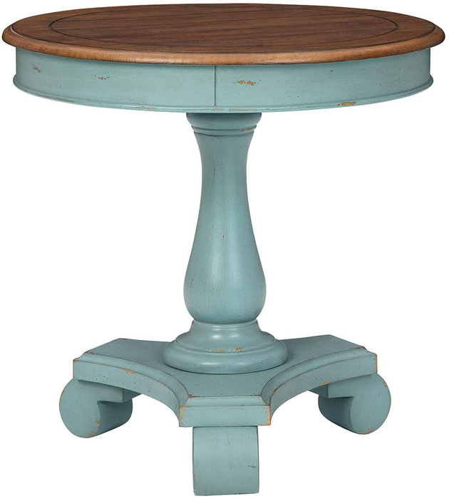 Signature Design by Ashley Mirimyn Farmhouse Round Accent Table, Teal & Brown