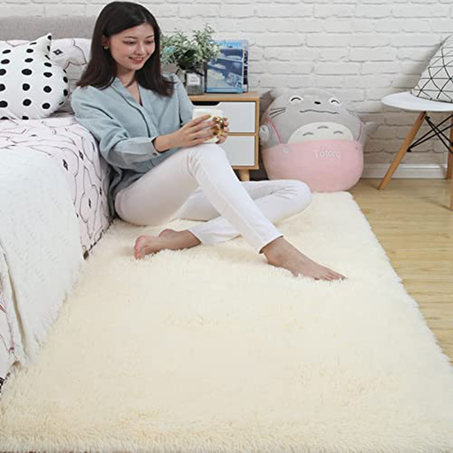 Modern Area Rugs Soft Decor Rug for Bedroom Living Room Nursery Floor Fluffy Shag Collection Rug Plush Fuzzy Shaggy Throw Rug Washable Faux Sheepskin Fur Mats Multi Colored Accent Rug Carpet Beige 2x3