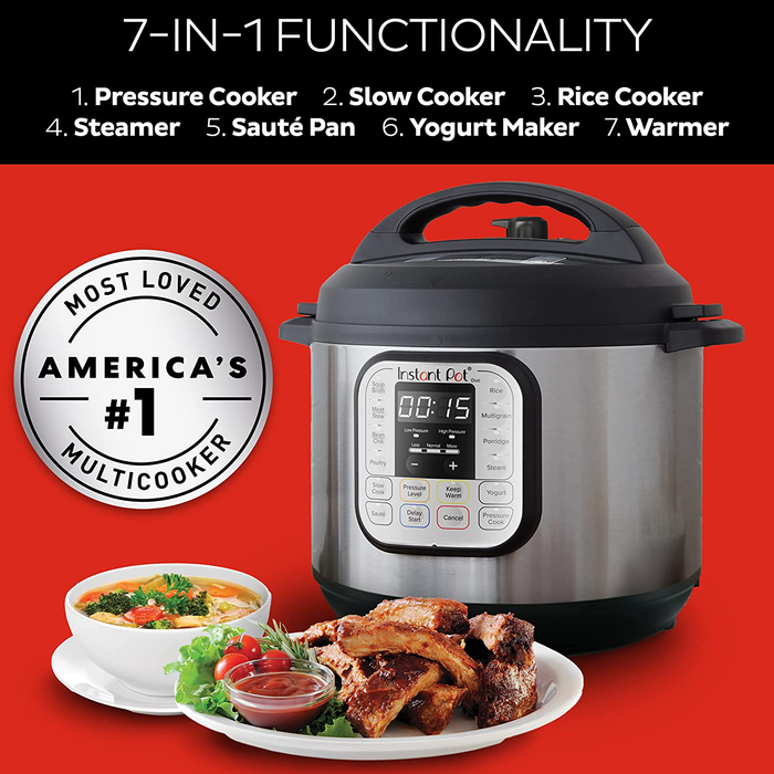 Instant Pot Duo 7-in-1 Electric Pressure Cooker, Slow Cooker, Rice Cooker, Steamer, Sauté, Yogurt Maker, Warmer & Sterilizer, 3 Quart, Stainless Steel/Black