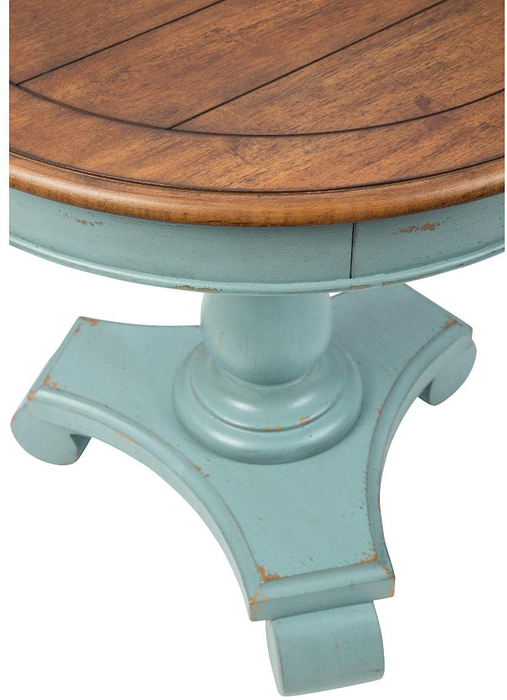 Signature Design by Ashley Mirimyn Farmhouse Round Accent Table, Teal & Brown