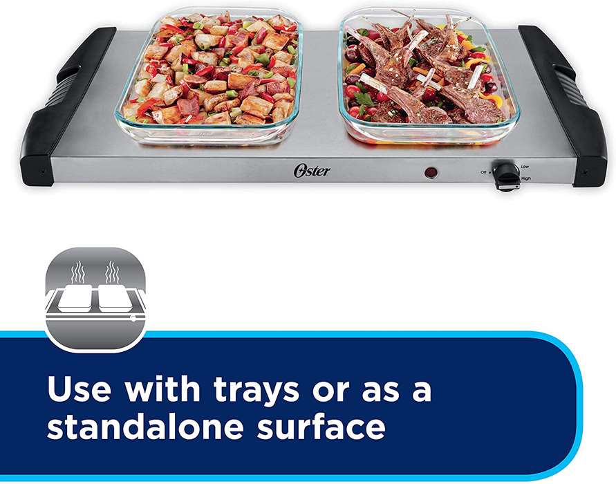 Oster Buffet Server Warming Tray | Triple Tray, 2.5 Quart, Stainless Steel