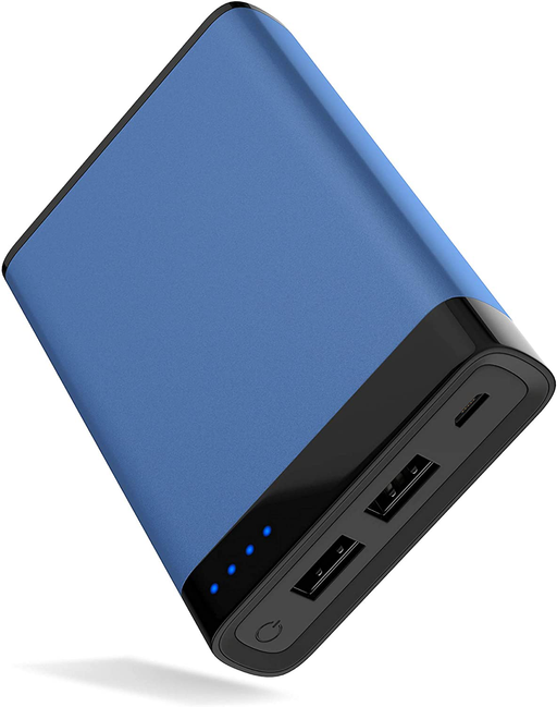 TALK WORKS Portable Charger Power Bank USB Battery Pack 10000 mAh - External Cell Phone Backup Supply for Apple iPhone 13, 12, 11, XR, XS, X, 8, 7, 6, SE, iPad, Android for Samsung Galaxy - Blue