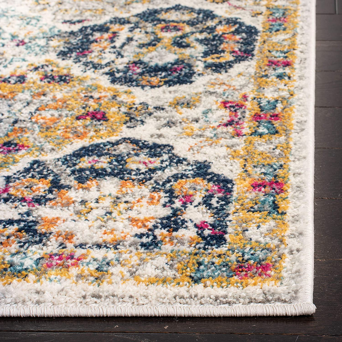 SAFAVIEH Madison Collection MAD611B Boho Chic Floral Medallion Trellis Distressed Non-Shedding Living Room Bedroom Accent Rug, 2'3" x 4', Cream / Multi