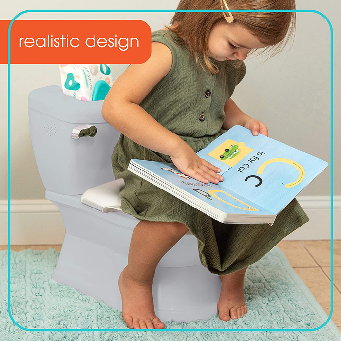 Summer My Size Potty with Transition Ring & Storage, Grey – Realistic Potty Training Toilet – Features Interactive Toilet Handle, Removable Potty Topper and Pot, Wipe Compartment, and Splash Guard