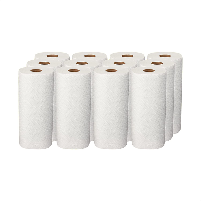 AmazonCommercial Adapt-a-Size Kitchen Paper Towels, 140 Towels per Roll, 12 Rolls
