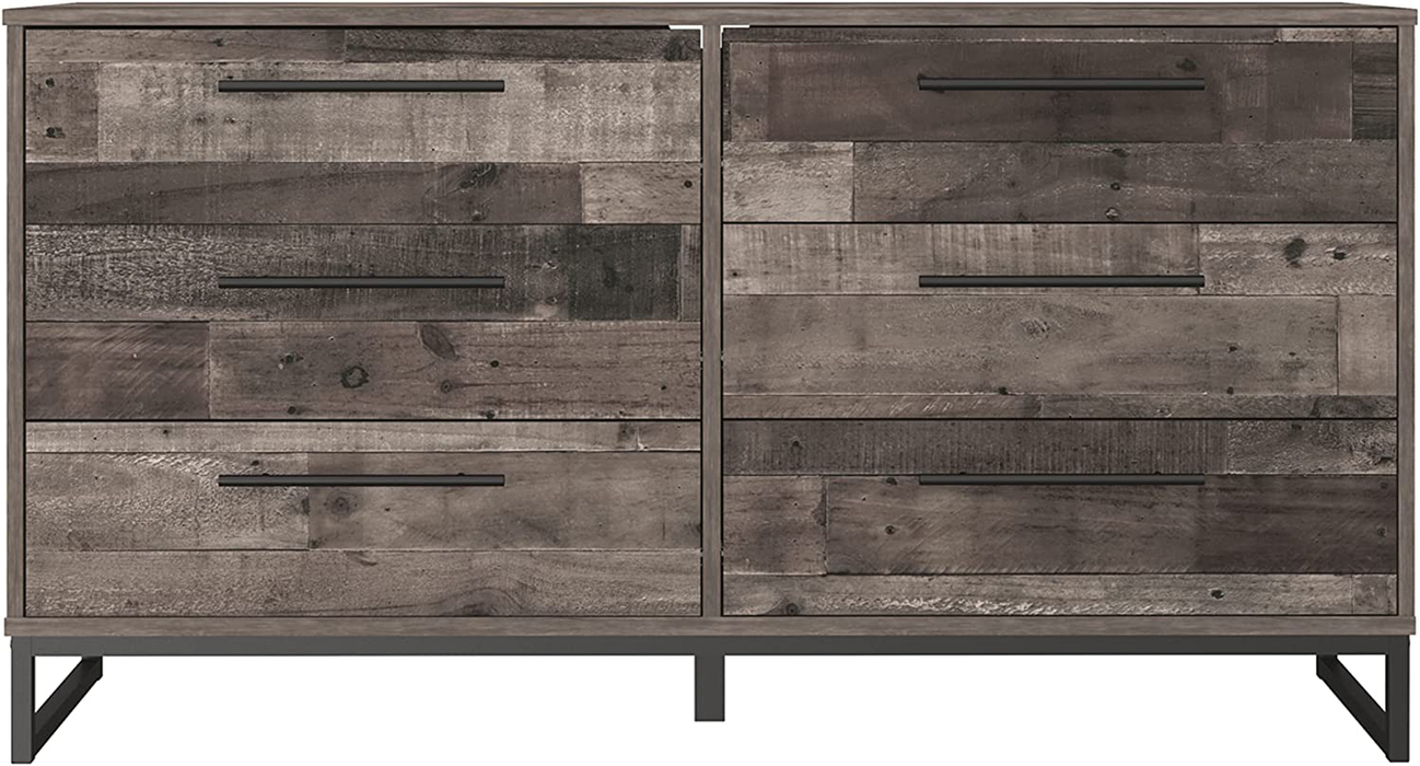 Signature Design by Ashley Neilsville Industrial Butcher Block Style Dresser, Natural Pallet Brown