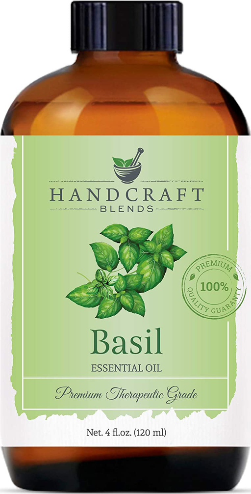 Handcraft Basil Essential Oil - 100 % Pure and Natural - Premium Therapeutic Grade with Premium Glass Dropper - Huge 4 Fl Oz