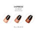 KISS imPRESS Color Press-On Manicure, Gel Nail Kit, PureFit Technology, Short Length, “All Black”, Polish-Free Solid Color Mani, Includes Prep Pad, Mini File, Cuticle Stick, and 30 Fake Nails