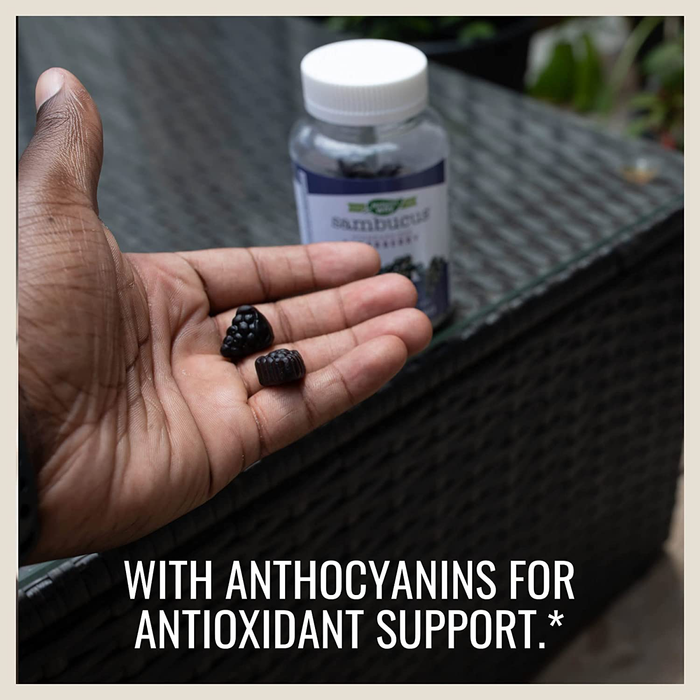 Nature’s Way Sambucus Elderberry Gummies, Immune Support Gummies*, Black Elderberry with Vitamin C and Zinc, 60 Gummies