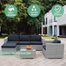 Polar Aurora 6pcs Patio Furniture Set PE Gray Rattan Wicker Sectional Outdoor Sofa Set Outside Couch w/Black Washable Seat Cushions & Modern Glass Coffee Table