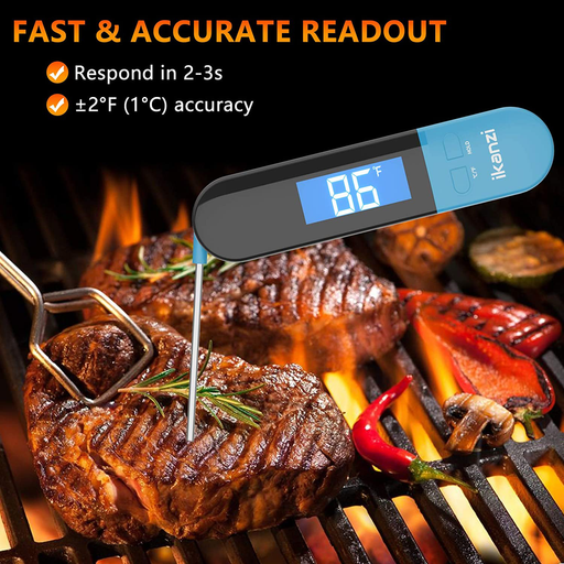 Meat Thermometer for Cooking Food Thermometer Digital Instant Read Kitchen Cooking Thermometer with Backlight LCD for Grilling/BBQ/Baking/Candy/Liquids/Oil(Blue)