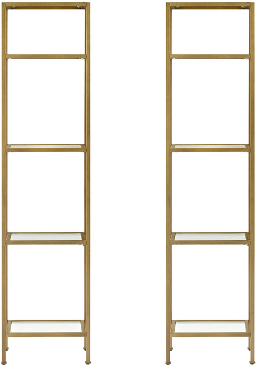 Crosley Furniture Aimee Narrow Etagere Set, Gold and Glass