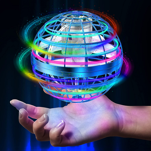 Flying Ball Toys【2021 Upgraded】Globe Shape Magic Controller Mini Drone Flying Toy, Built-in RGB Lights Spinner 360° Rotating Spinning UFO Safe for Kids Adults Magic Flying Toys Outdoor Indoor (Blue)