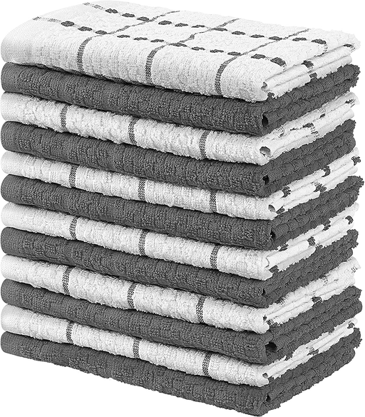 Utopia Towels Kitchen Towels, Pack of 12, 15 x 25 Inches, 100% Ring Spun Cotton Super Soft and Absorbent Grey Dish Towels, Tea Towels and Bar Towels
