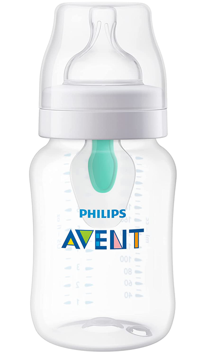 Philips Avent Anti-Colic Baby Bottle with AirFree Vent, 9oz, 1pk, Clear, SCY703/91