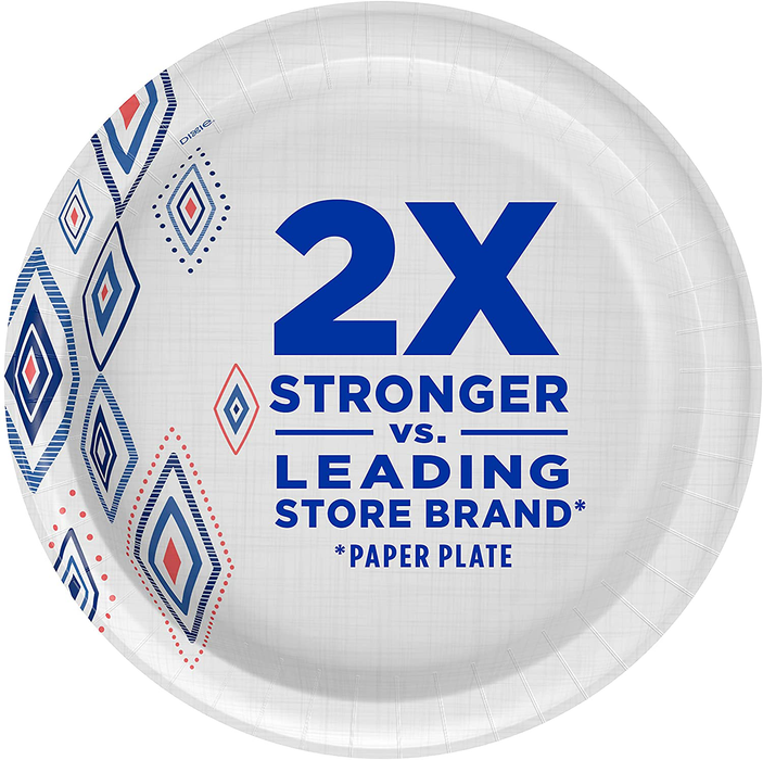 Dixie Paper Plates, 10 1/16 inch, Dinner Size Printed Disposable Plate, 220 count (5 packs of 44 Plates), Packaging and Design May Vary