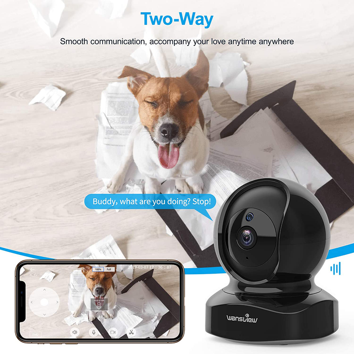 wansview Wireless Security Camera, IP Camera 1080P HD, WiFi Home Indoor Camera for Baby/Pet/Nanny, Motion Detection, 2 Way Audio Night Vision, Works with Alexa, with TF Card Slot and Cloud