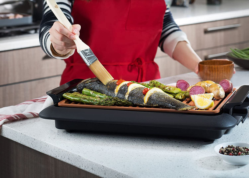 Gotham Steel Smokeless Grill, Indoor Grill, Nonstick Ceramic Electric Grill – Dishwasher Safe Surface, Temperature Control, Metal Utensil Safe, Barbeque Indoors with Virtually No Smoke, As Seen on TV