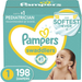 Diapers Size 1 (8-14 lbs) Newborn, 198 Count - Pampers Swaddlers Disposable Baby Diapers, ONE MONTH SUPPLY (Packaging May Vary)