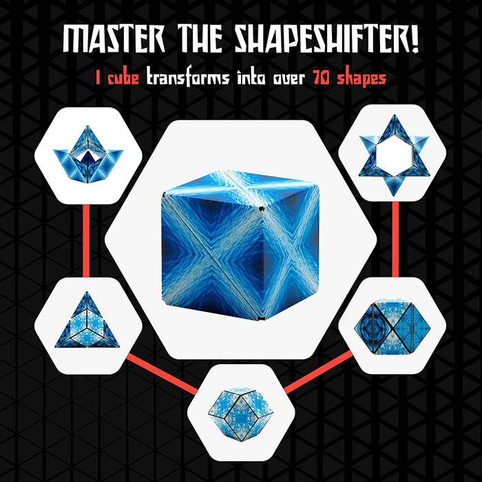 SHASHIBO Shape Shifting Box - Award-Winning, Patented Fidget Cube w/ 36 Rare Earth Magnets - Extraordinary 3D Magic Cube – Shashibo Cube Magnet Fidget Toy Transforms Into Over 70 Shapes (Blue Planet)