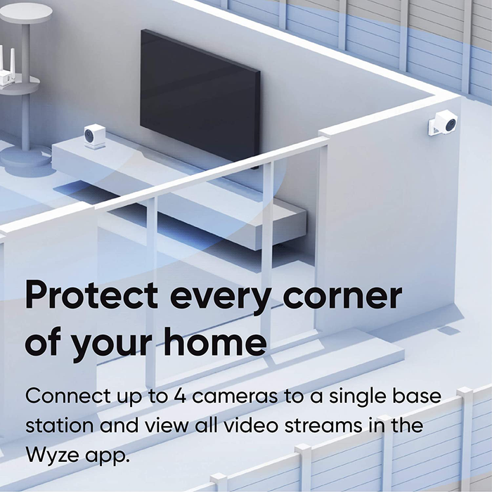 WYZE Cam Outdoor Starter Bundle (Includes Base Station and 1 Camera), 1080p HD Indoor/Outdoor Wire-Free Smart Home Camera with Night Vision, 2-Way Audio, Works with Alexa & Google Assistant, white