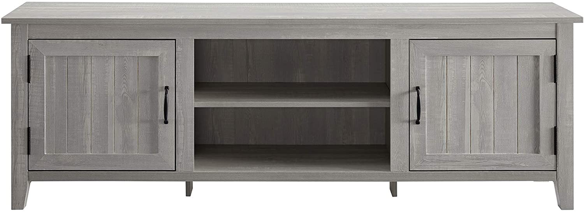 Walker Edison Ashbury Coastal Style Grooved Door TV Stand for TVs up to 80 Inches, 70 Inch, Stone Grey