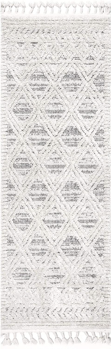 nuLOOM Ansley Soft Lattice Textured Tassel Runner Rug, 2' x 6', Beige