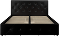 DHP Dakota Upholstered Faux Leather Platform Bed with Storage Drawers - Queen Size (Black)