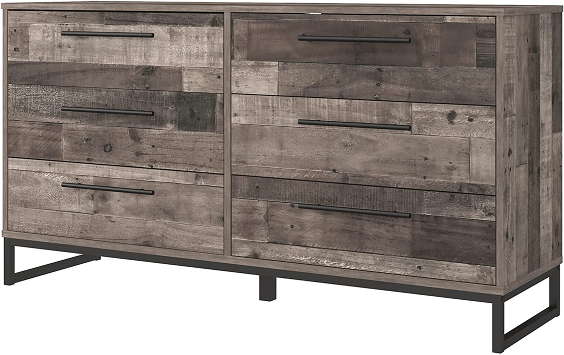 Signature Design by Ashley Neilsville Industrial Butcher Block Style Dresser, Natural Pallet Brown