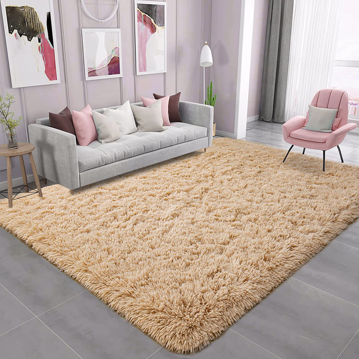 Ompaa Fluffy Rug, Super Soft Fuzzy Area Rugs for Bedroom Living Room - 3' x 5' Large Plush Furry Shag Rug - Kids Playroom Nursery Classroom Dining Room Decor Floor Carpet, Beige