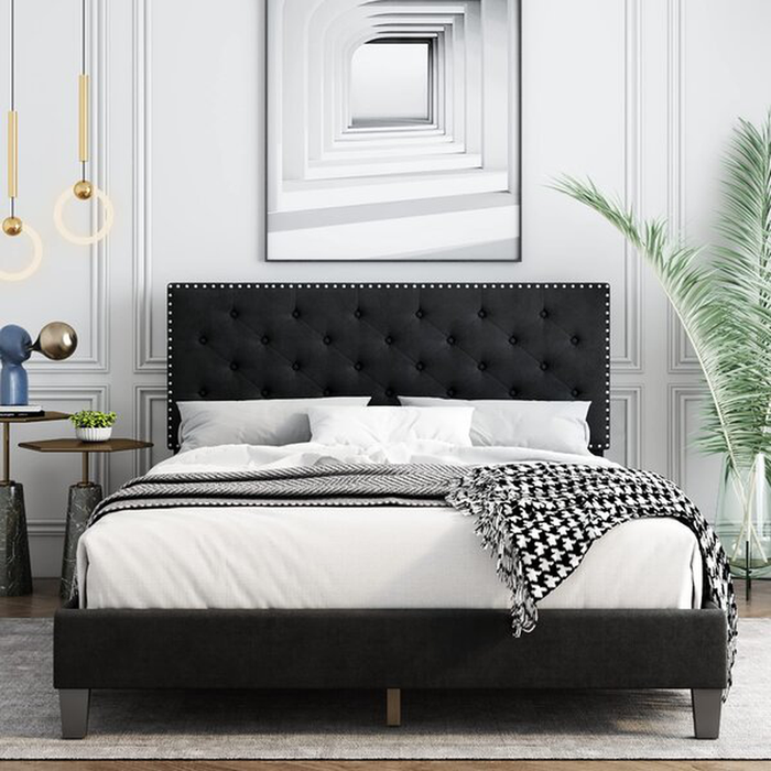 Emanuell Tufted Low Profile Bed