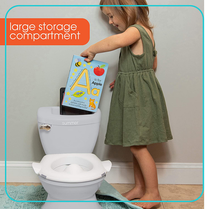 Summer My Size Potty with Transition Ring & Storage, Grey – Realistic Potty Training Toilet – Features Interactive Toilet Handle, Removable Potty Topper and Pot, Wipe Compartment, and Splash Guard