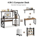 Rectangular Computer Desk Office Set with Hutch