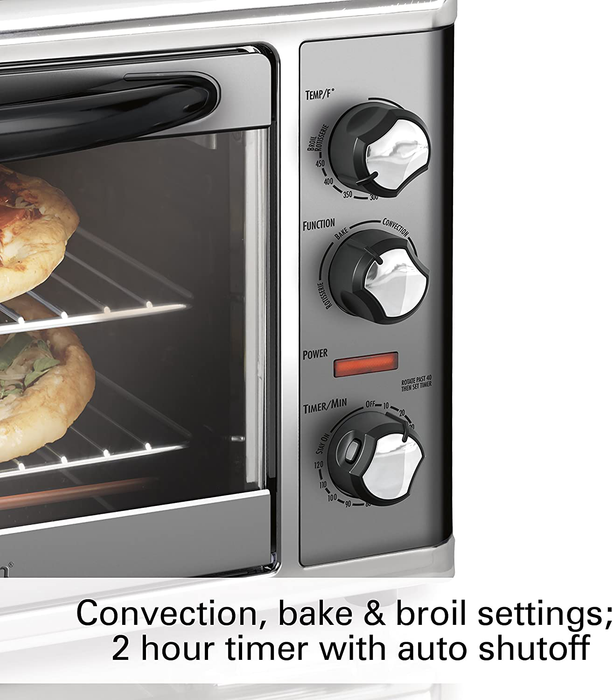 Hamilton Beach 31107D Convection Countertop Toaster Oven with Rotisserie, Extra-Large, Black and Stainless