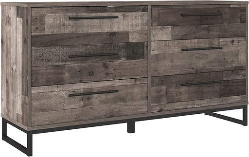 Signature Design by Ashley Neilsville Industrial Butcher Block Style Dresser, Natural Pallet Brown