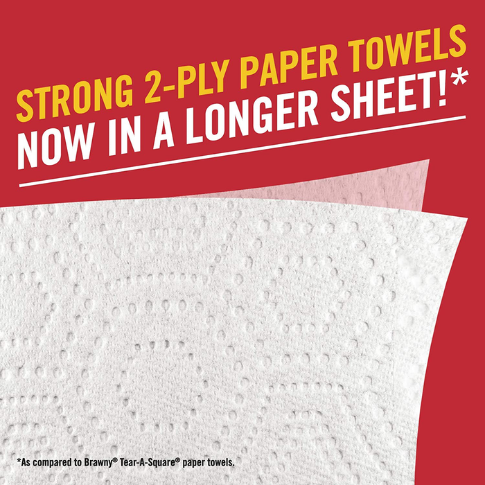 Brawny Flex Paper Towels, 8 Triple Rolls = 24 Regular Rolls, Tear-A-Square, 3 Sheet Size Options, Quarter Size Sheets, 8 Count