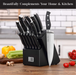 15-Piece Premium Kitchen Knife Set With Wooden Block | Master Maison German Stainless Steel Cutlery With Knife Sharpener & 6 Steak Knives (Black)