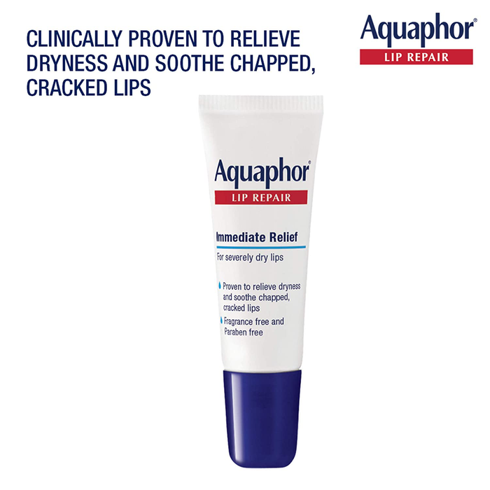 Aquaphor Lip Repair Ointment - Long-lasting Moisture to Soothe Dry Chapped Lips Tube, 0.35 Fl Oz (Pack of 1)