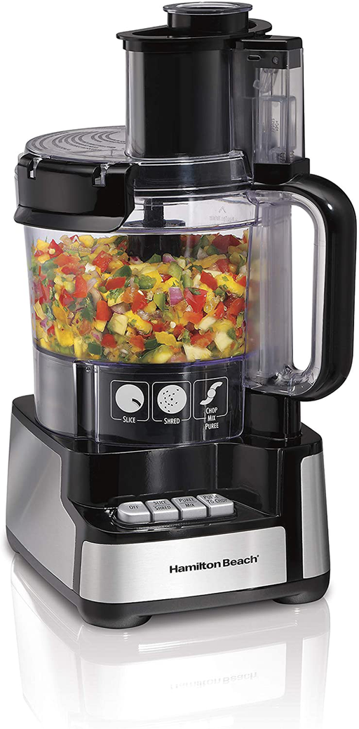 Hamilton Beach 12-Cup Stack & Snap Food Processor & Vegetable Chopper, Black (70725A)