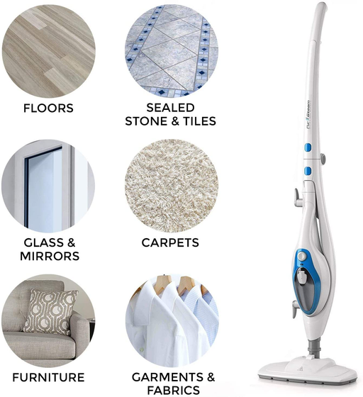 PurSteam Steam Mop Cleaner 10-in-1 with Convenient Detachable Handheld Unit, Laminate/Hardwood/Tiles/Carpet Kitchen - Garment - Clothes - Pet Friendly Steamer Whole House Multipurpose Use