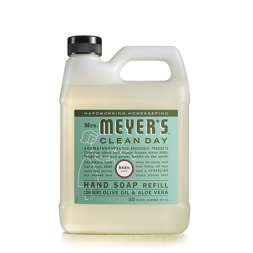 Mrs. Meyer's Clean Day Liquid Hand Soap Refill, Cruelty Free and Biodegradable Hand Wash Formula Made with Essential Oils, Basil Scent, 33 oz