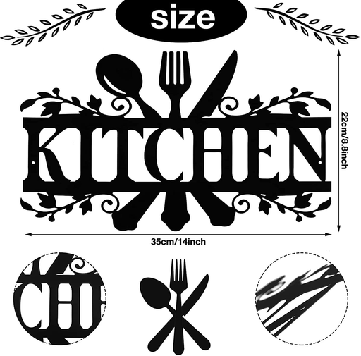 Kitchen Metal Sign, Kitchen Signs Wall Decor Rustic Metal Kitchen Decor Sign, Country Farmhouse Decoration for Halloween Your Home, Kitchen, or Dining Room, 14 x 8.8 Inches (Classic Style)